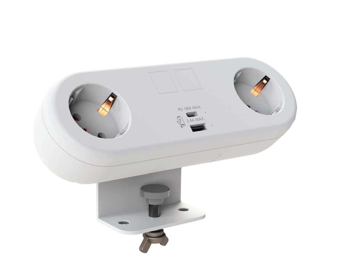 CMD White Schuko Capsule Desk Power Module